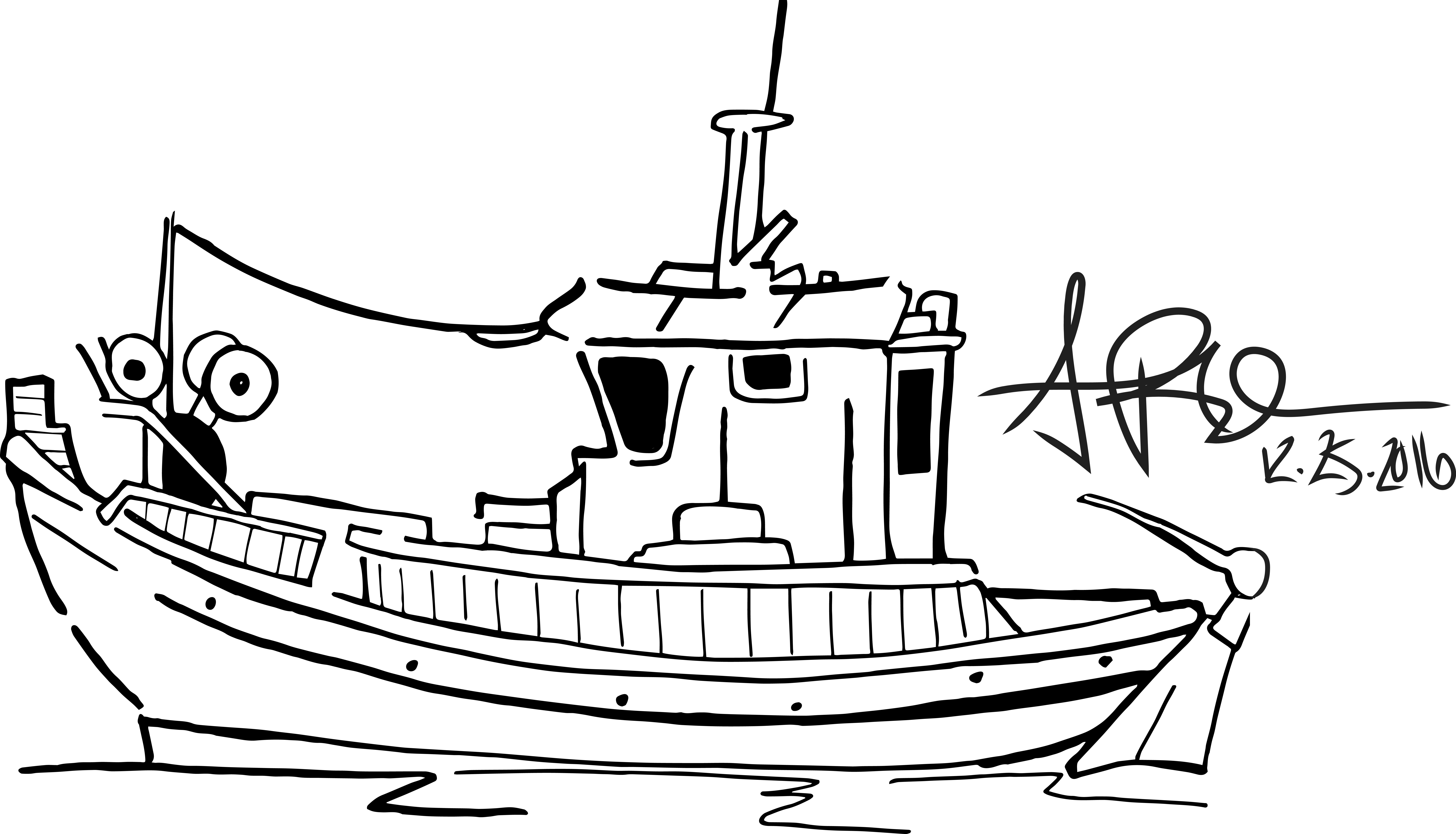 line drawing of a boat