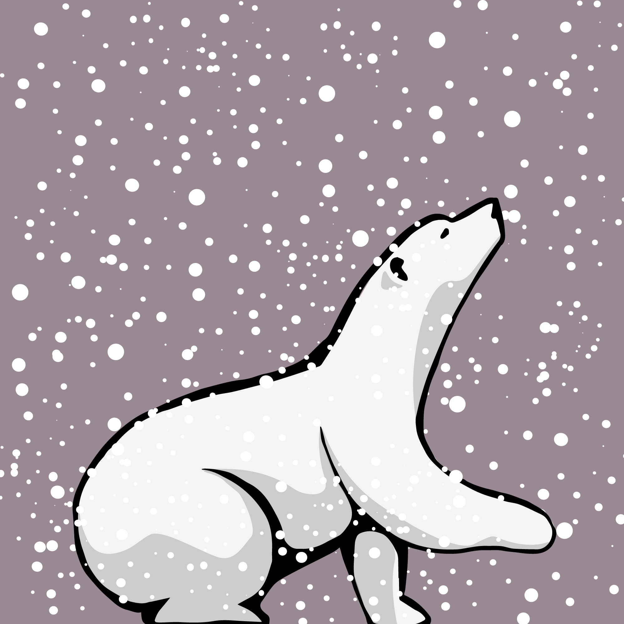 drawing of a polar bear in the snow